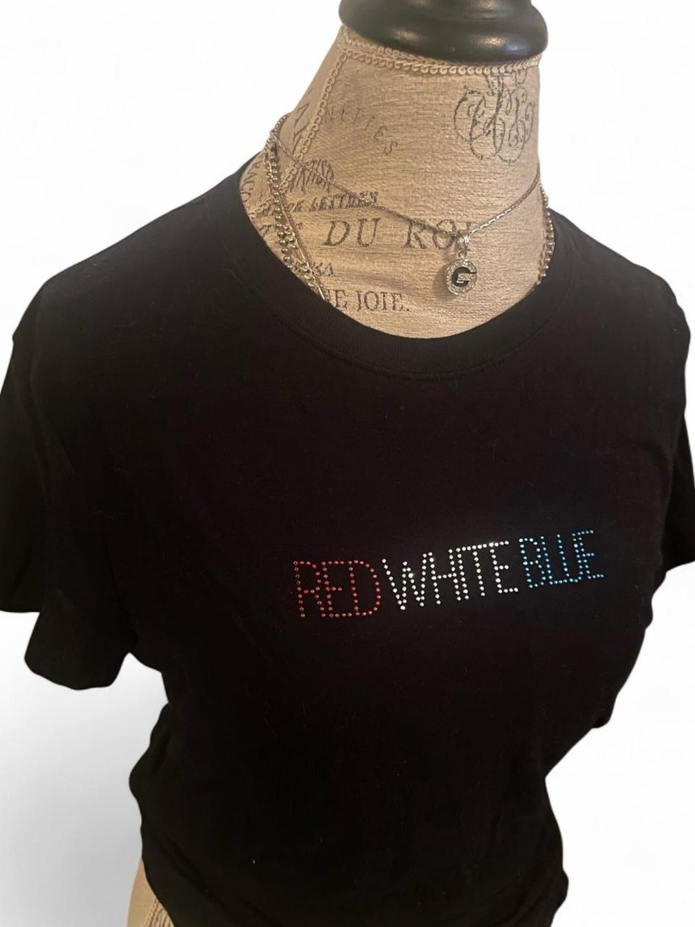 Vintage 4th of July - Red White Blue Rhinestone Bling tee • SIZE - M/L • Y2K